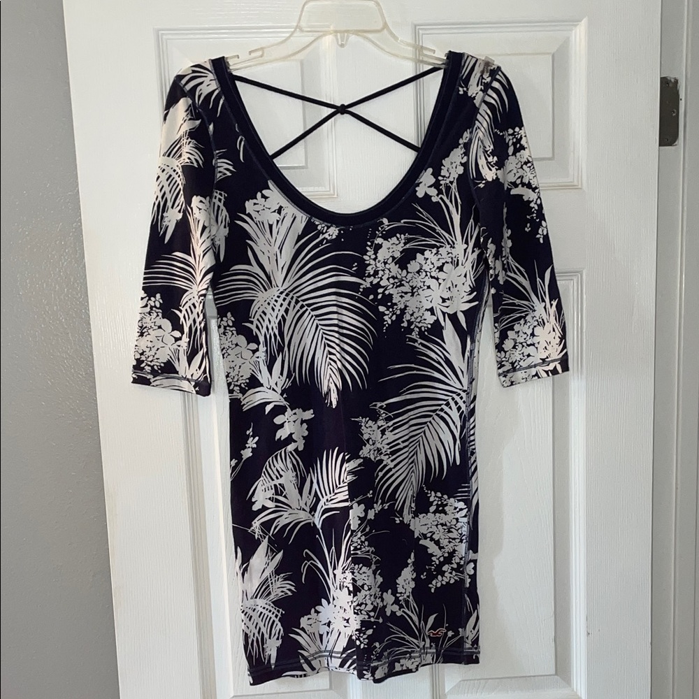 Hollister Blue and White Floral Dress